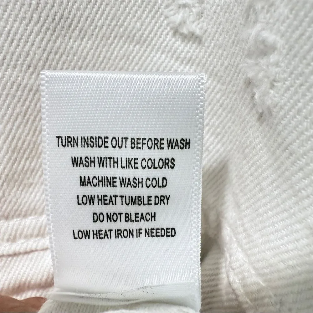 NWOT Dance & Marvel White Gray, Raw Hem, Crop Detachable Hoodie, Denim Jacket, - Picture 14 of 15